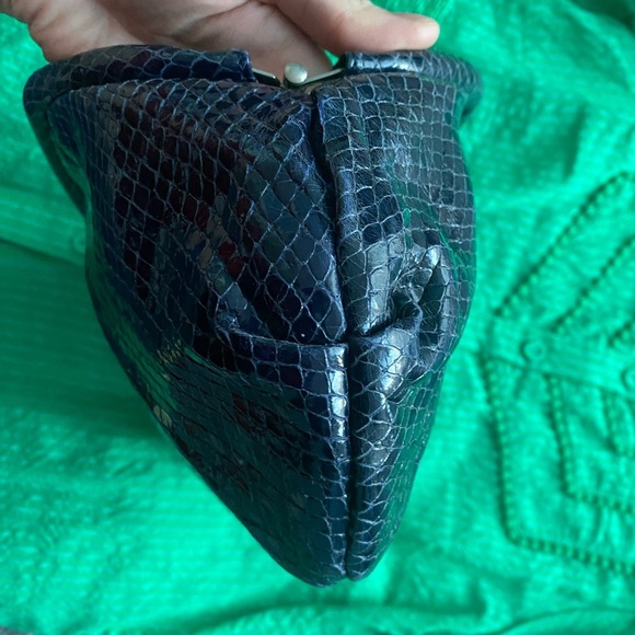 Club Monaco Leather Clutch, snakeskin finish, rich blue - Picture 8 of 10